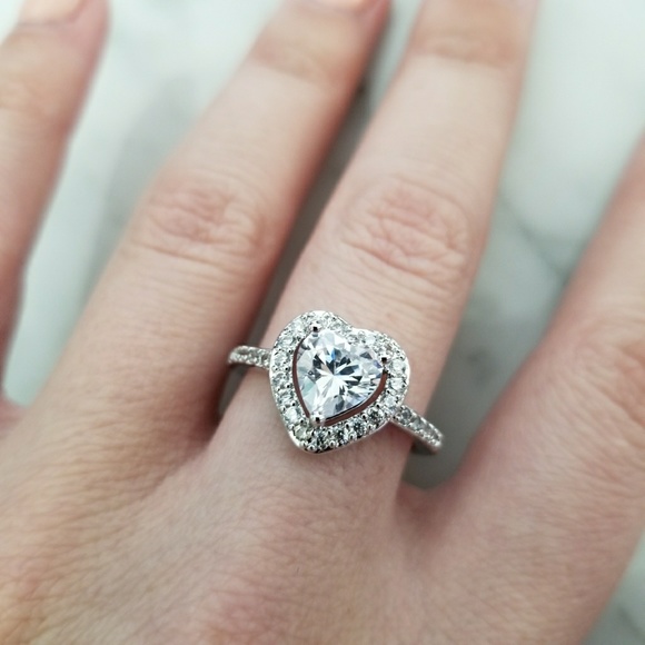 CZ Heart Diamond Ring Sz 9 - Picture 3 of 6